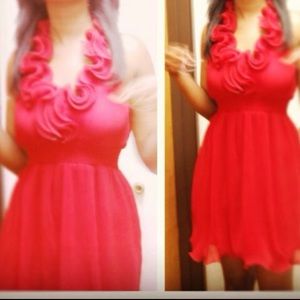 SOLD Red halter party dress !